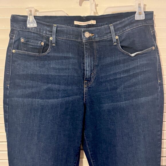 Levi’s 505 Straight Jeans Womens Mid Rise Blue Stone Wash Heavy Denim Size 12S - Picture 2 of 9